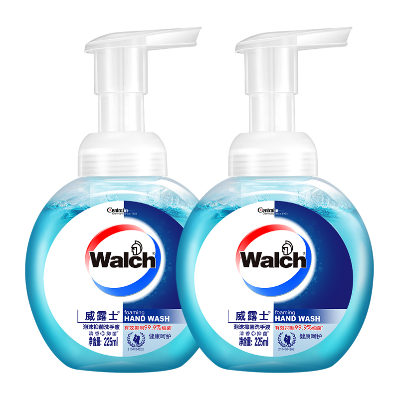 Walch 威露士 健康抑菌泡沫洗手液225ml*2瓶抑菌泡沫豐富易沖洗消毒