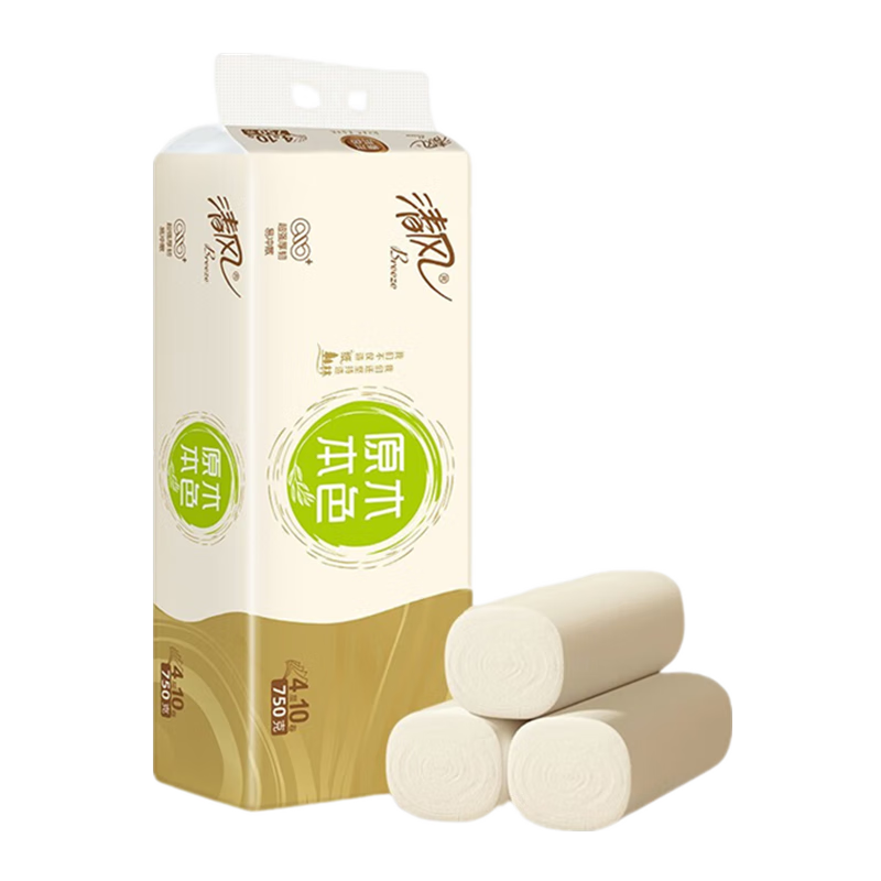 清風無芯卷紙4層加厚大卷衛生紙實惠裝廁所紙巾家用廁紙手紙家庭裝 4層 75g/卷*10卷