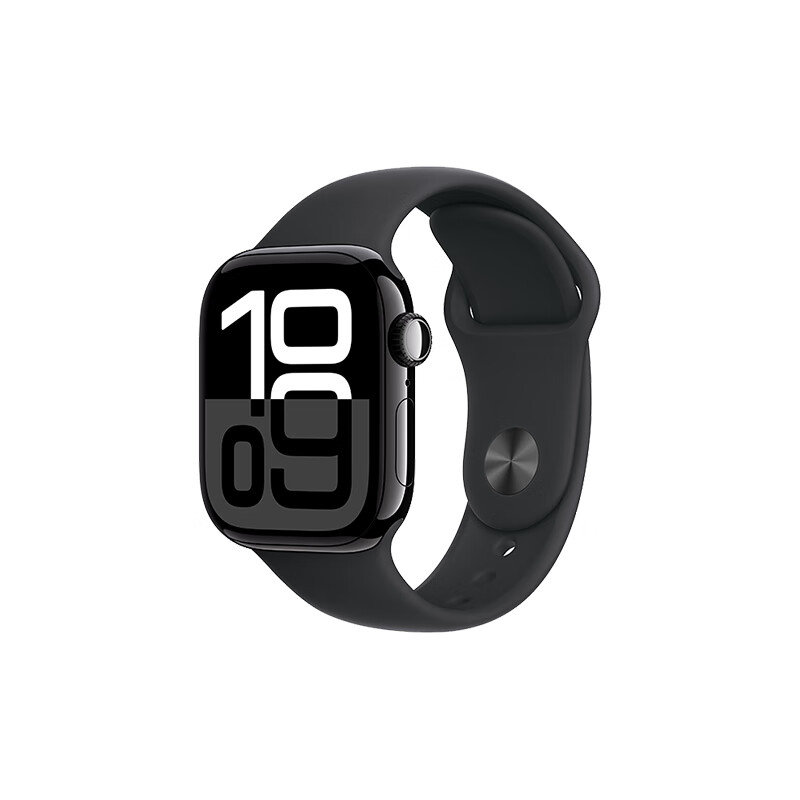 京東PLUS：蘋果 Apple Watch Series 10 智能手表 GPS款 42mm 亮黑色 黑色橡膠表帶 S/M