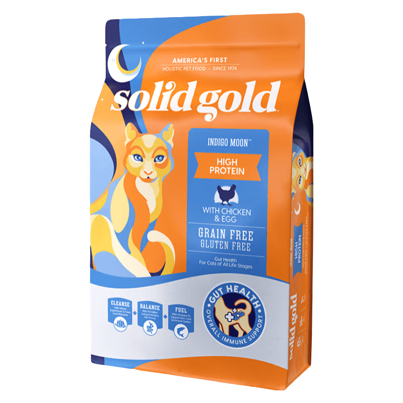 京東PLUS：solid gold 素力高 Indigo moon系列 鱈魚蛋粉全階段貓糧 5.44kg
