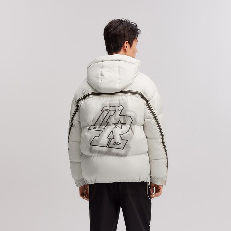 森馬 2024冬季外套寬松連帽面包服潮流印花羽絨服男
