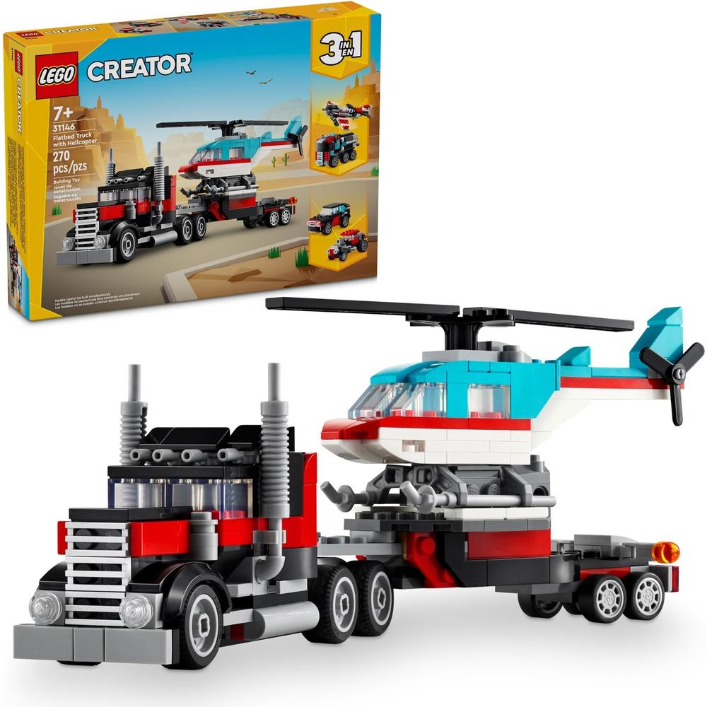 京東PLUS：LEGO 樂高 創(chuàng)意百變3合1系列 31146 直升機平板運輸車