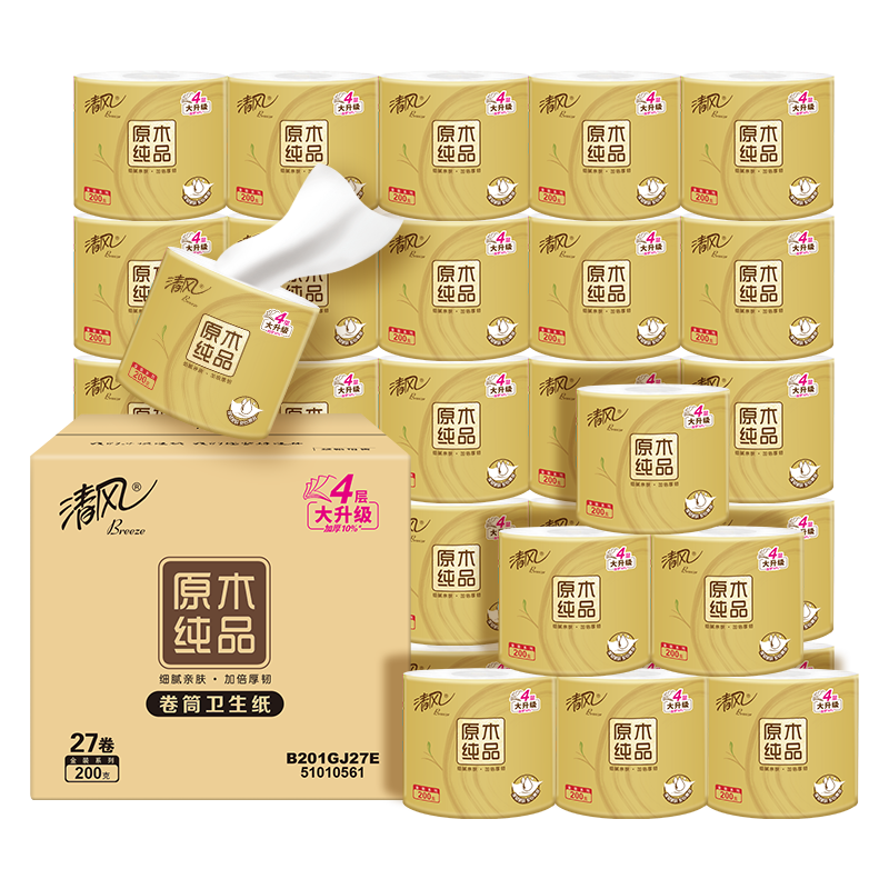 清風(fēng) 原木金裝系列 卷紙 4層200g27卷