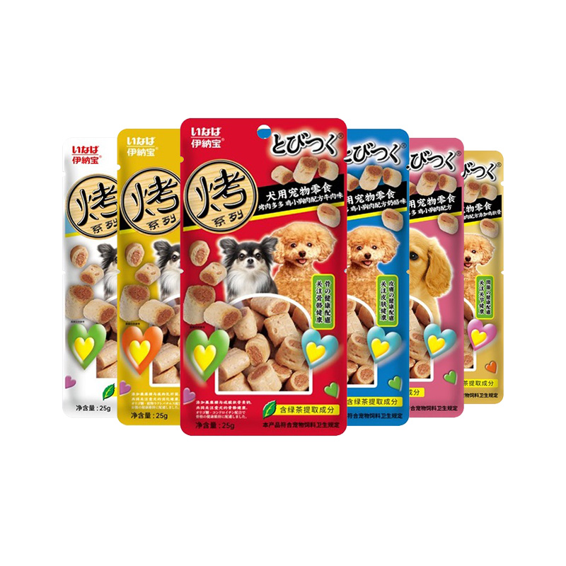 INABA 伊納寶 狗狗零食肉干雞胸磨牙棒狗餅干肉干烤肉多多6包