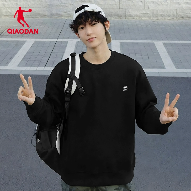 QIAODAN 喬丹 中國喬丹衛衣秋季男2023男士休閑運動圓領長袖時尚套頭上衣