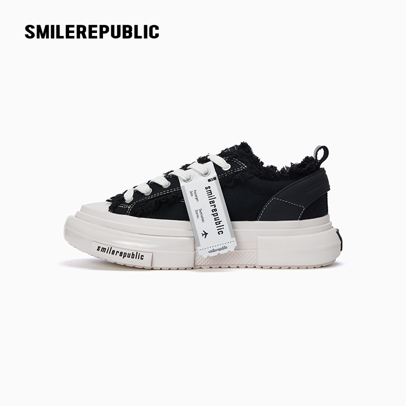 SMILEREPUBLIC SR開口笑增高厚底帆布鞋明星同款潮流百搭集合
