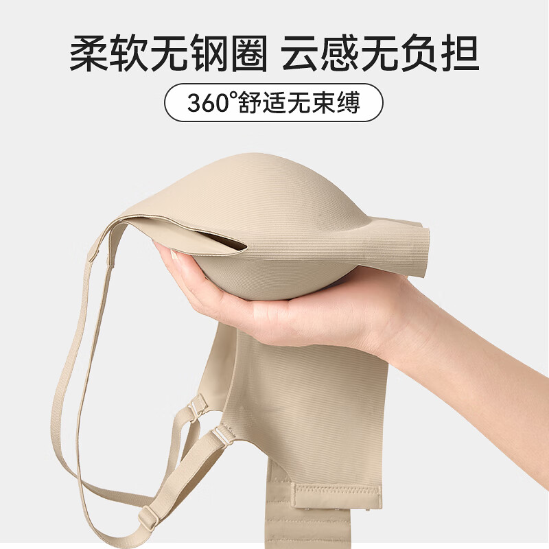 都市麗人 小胸顯大聚攏外擴上托文胸女士軟支撐無痕內衣薄款防下垂胸 粉底膚 M