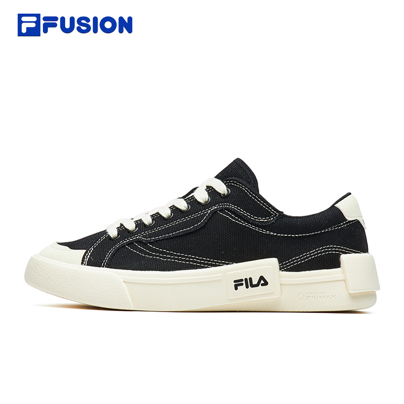 FILA FUSION斐樂POP潮牌帆布鞋女鞋夏季運(yùn)動鞋休閑板鞋男鞋黑色