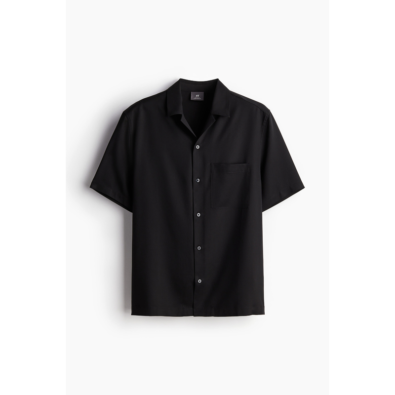 H&M 男士時尚簡約古巴領(lǐng)短袖襯衫 1206854