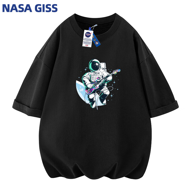 Plus會員:NASA GISS純棉T恤男夏季潮流圓領五分袖上衣