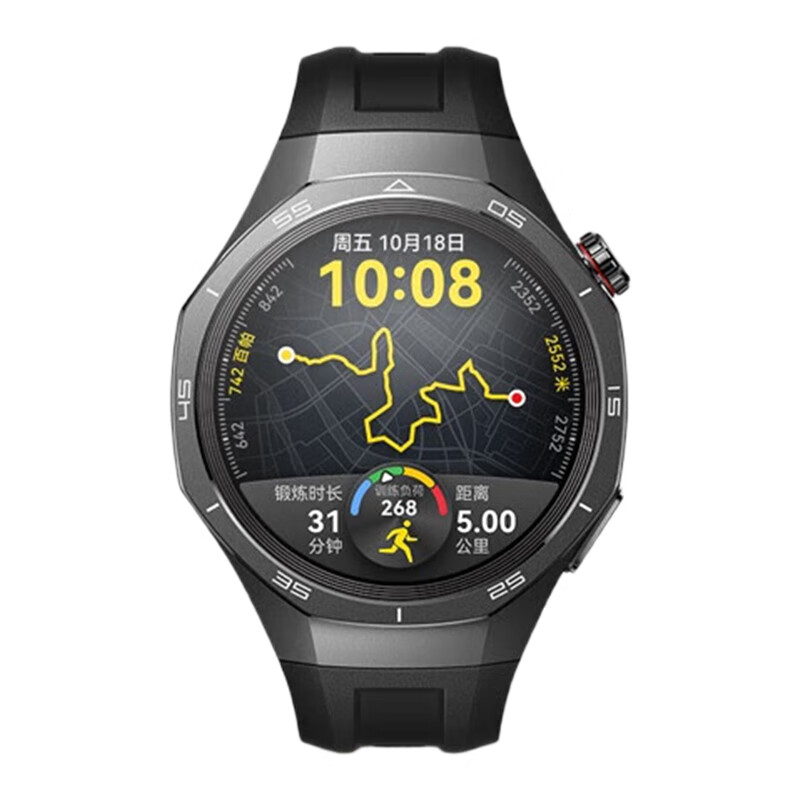 華為 HUAWEI WATCH GT 5 Pro 智能手表 46mm 曜石黑 黑色氟橡膠表帶