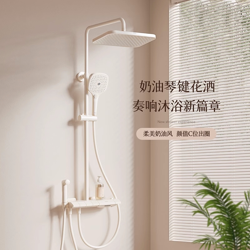 家裝季：ARROW 箭牌衛浴 AE34129ZMKW-P2 四功能琴鍵奶白花灑套裝
