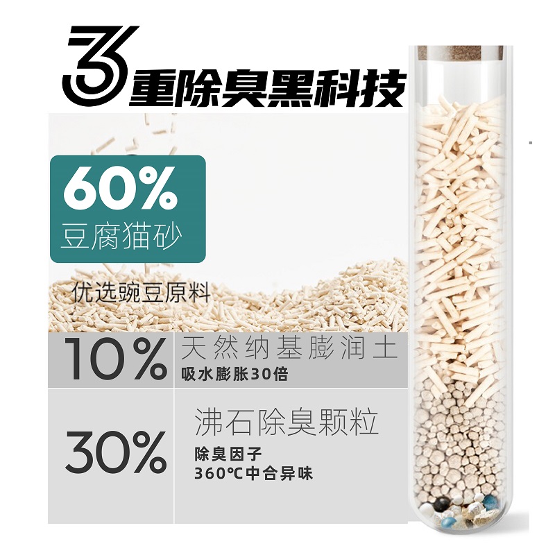 寵出沒 原味混合豆腐貓砂無塵易結團除臭可沖廁膨潤土貓砂5斤