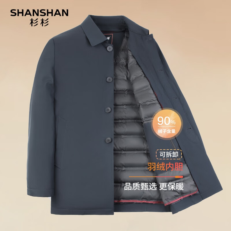 再降價、概率券、PLUS會員：SHANSHAN 杉杉 三穿 可脫卸內膽 鴨絨羽絨服 三色任選
