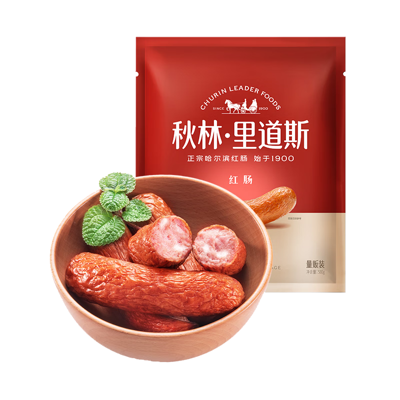 秋林里道斯 中華老字號 哈爾濱紅腸580g/袋 量販裝 東北特產(chǎn) 休閑零食*2件