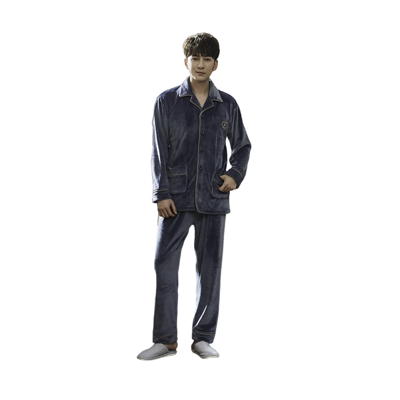 88VIP會員：頂瓜瓜 男士法蘭絨家居服套裝 98185 藍(lán)色 L