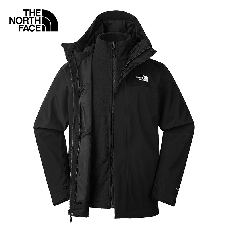 PL;US會員：The North Face 北面 戶外三合一 抓絨沖鋒衣 89ZP JK3/黑色