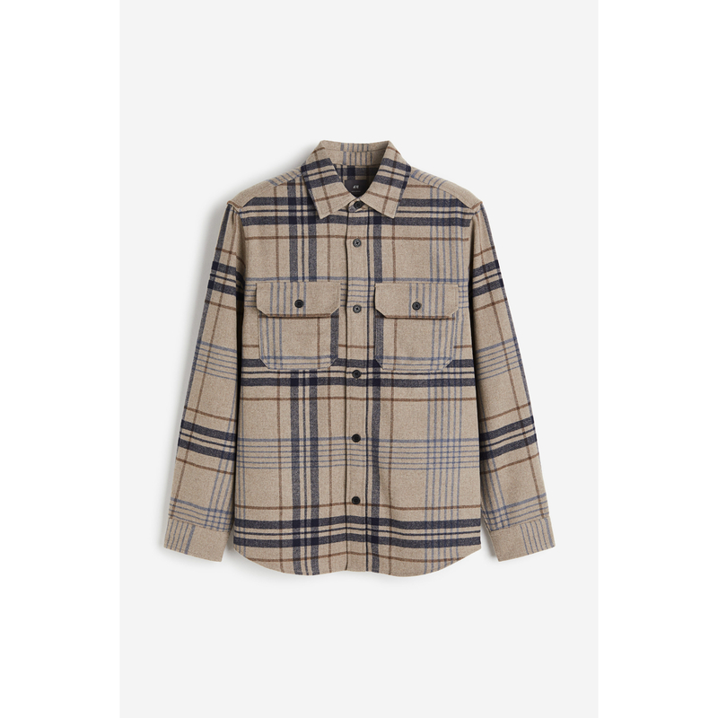 H&M 男士格紋長袖襯衫 0875217