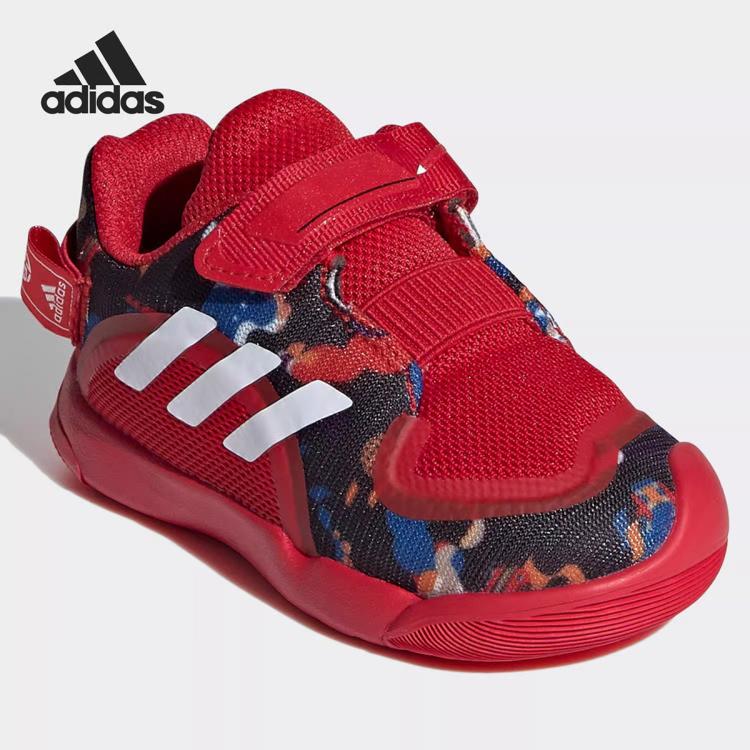 adidas 阿迪達斯 春季款透氣魔術貼男寶女寶舒適親膚板鞋戶外運動鞋網面輕便休閑鞋