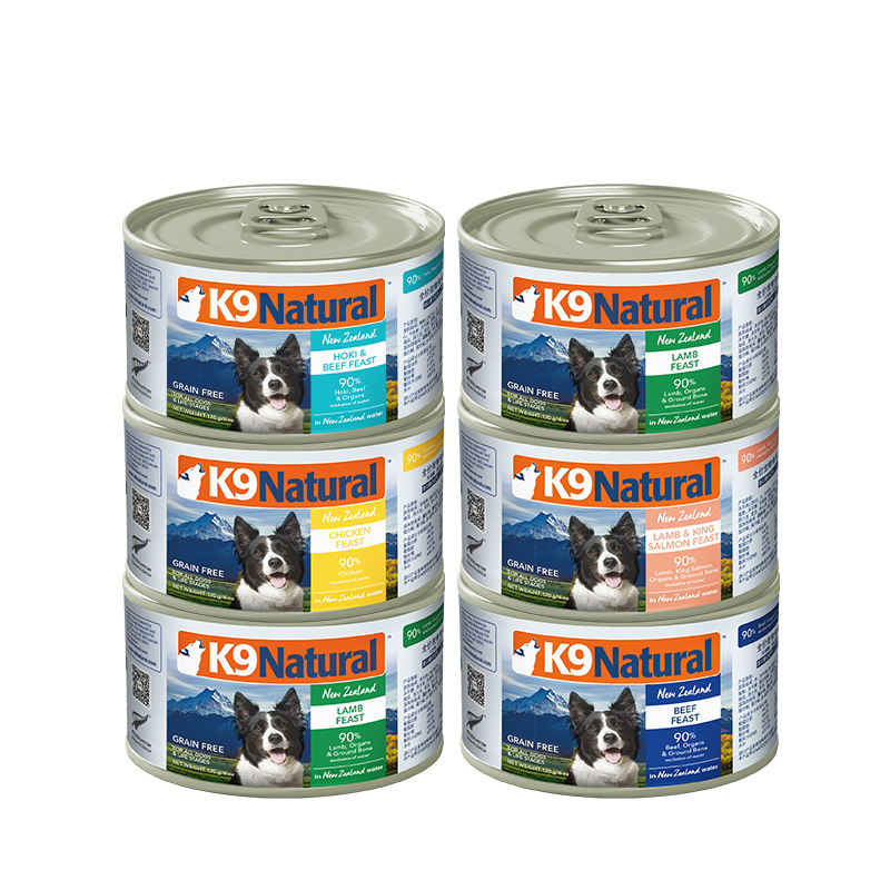 88VIP會員：K9Natural新西蘭全價高肉犬罐成幼犬狗主食無谷濕糧k9狗罐頭170*6