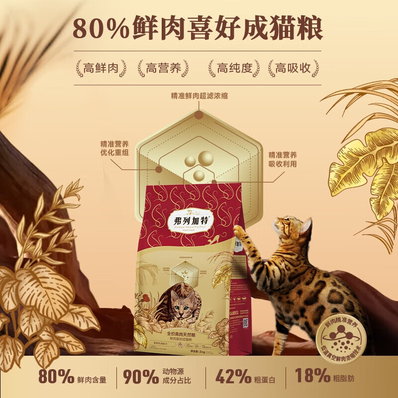 弗列加特 80﹪鮮肉喜好 天然全價貓糧 成貓 乳鴿味 2kg