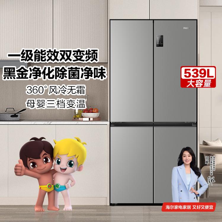 海爾 Haier BCD-539WGHTDEDH9U1 風冷十字對開門冰箱 539L 鉑巖灰