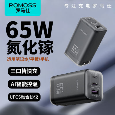 羅馬仕65W氮化鎵超級快充大功率充電頭筆記本平板電源多口充電器