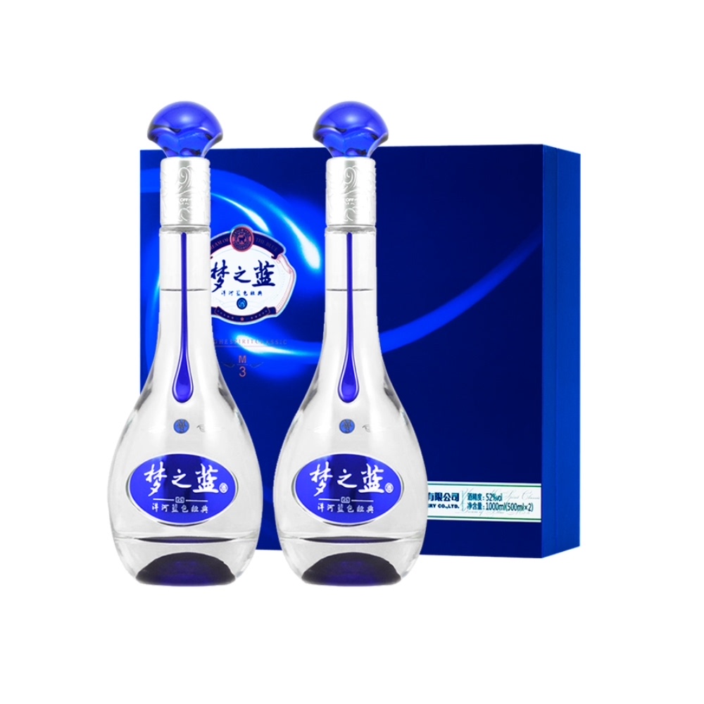 洋河 夢之藍M3-52度500ml*2瓶禮盒 綿柔 濃香型白酒 官方自營