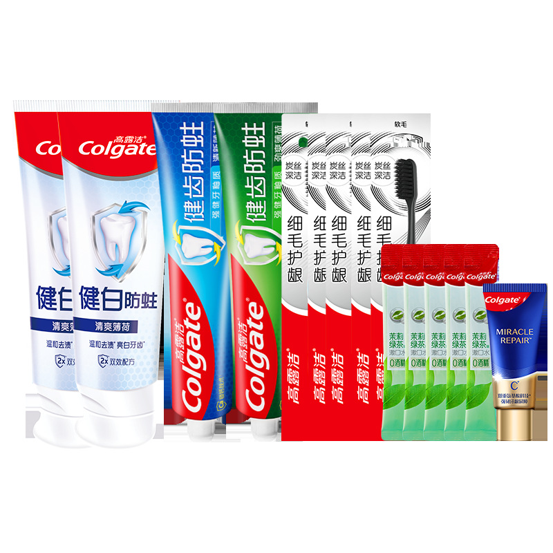 高露潔牙膏5支90g*4+18g*1+漱口水*5+牙刷*5