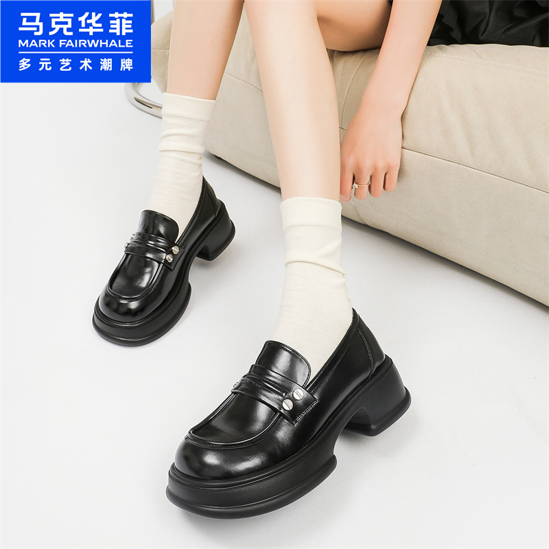 馬克華菲 2024春季英倫風小皮鞋學院女款樂福鞋