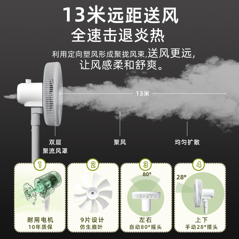 Bear 小熊 電風扇家用遙控落地扇立式臺式宿舍客廳搖頭風扇節能輕音強力
