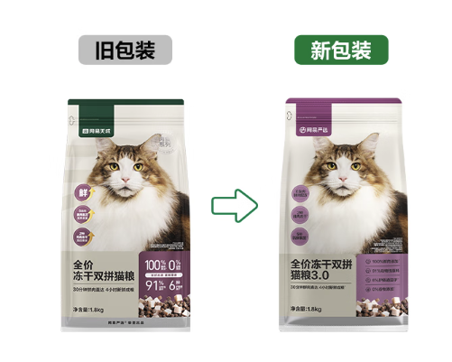 網(wǎng)易嚴選 無谷全價凍干雙拼貓糧 3.0升級款 7.2kg