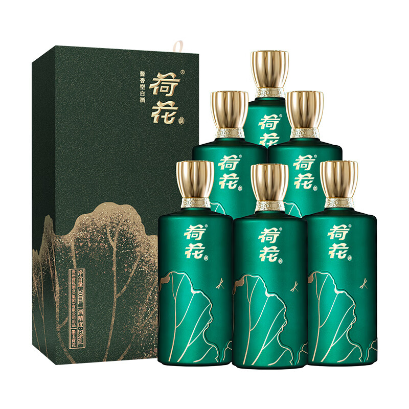 預售：荷花 墨玉 53度 醬香型白酒 500ml*6瓶 整箱裝