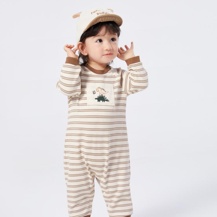 巴拉巴拉 嬰幼條紋撞色連體衣