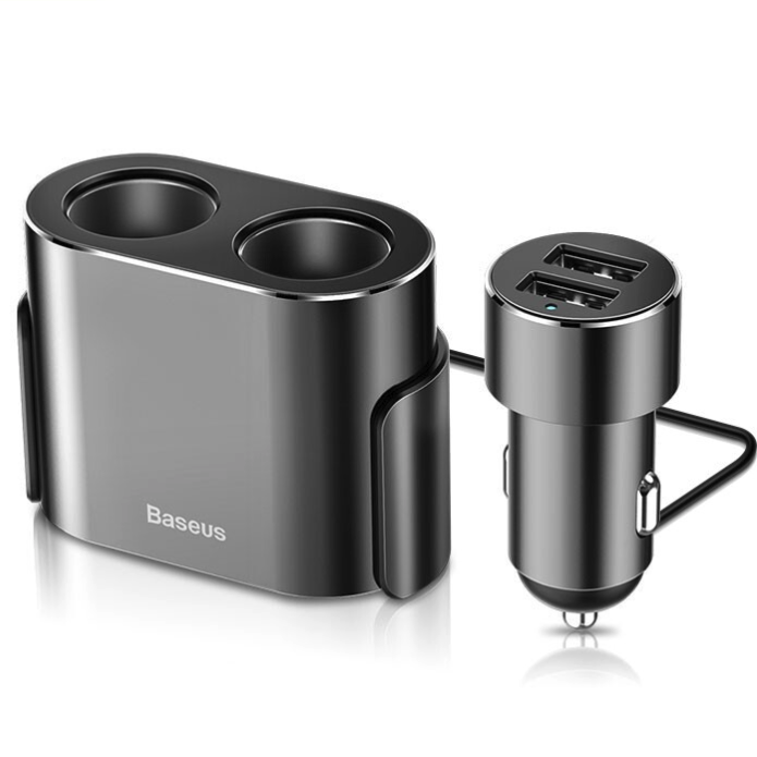 倍思 車載充電器 雙USB+雙點煙口 95W