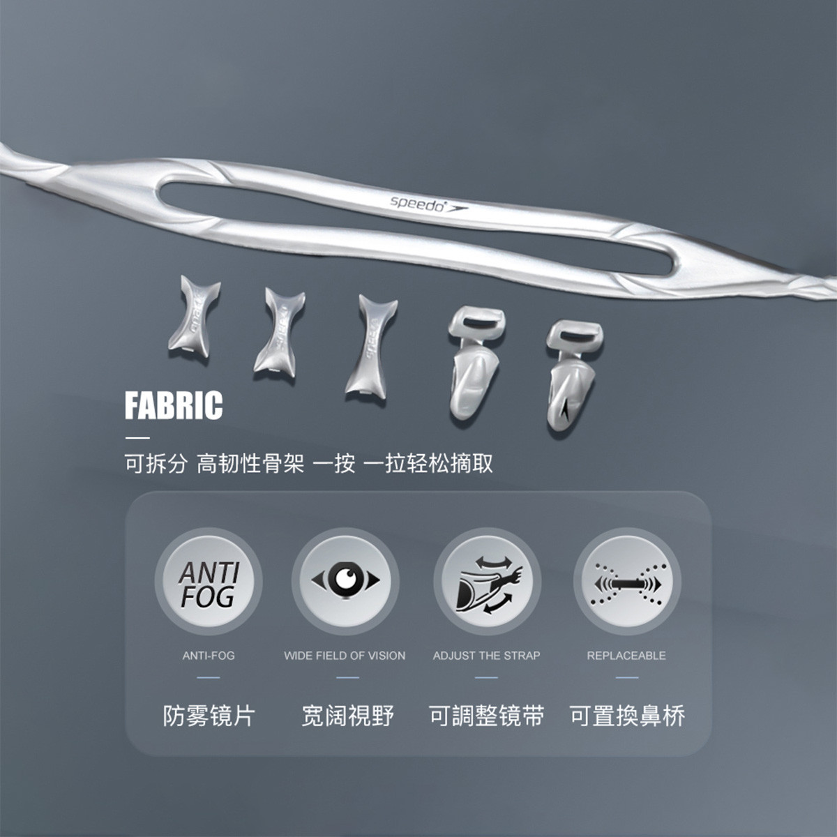 SPEEDO 高清防霧大框近視泳鏡
