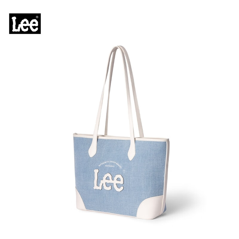 Lee 復古托特包手提大容量男女士包 淺藍色