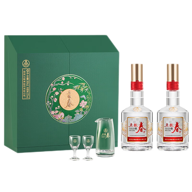 再降價(jià)，plus:五糧液股份五糧春二代菁萃風(fēng)雅禮盒 52度濃香型白酒500mL*2瓶父親節(jié)送禮