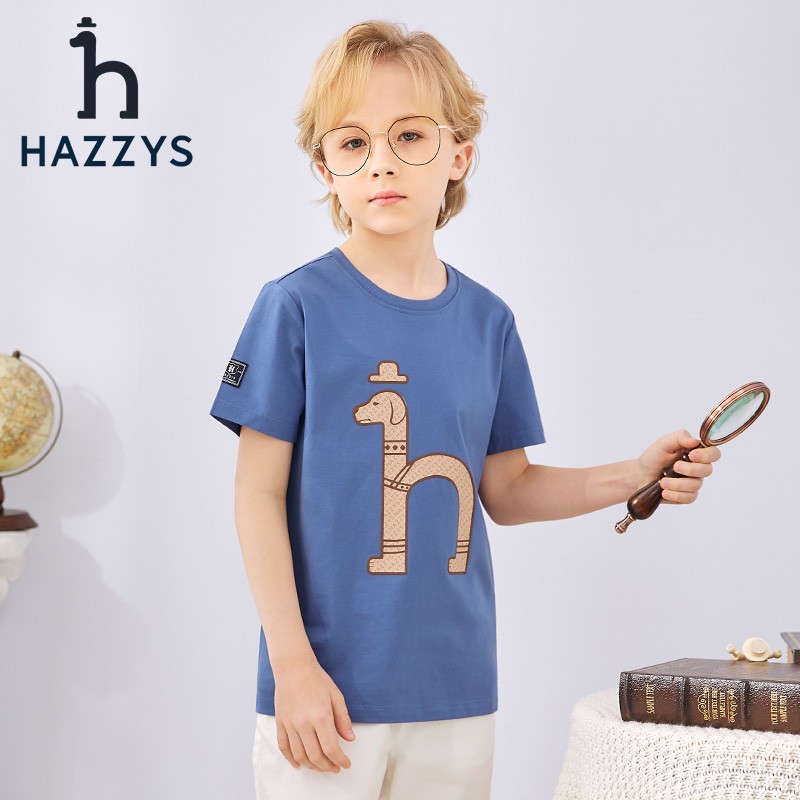 HAZZYS 哈吉斯 品牌童裝短袖 鳧藍(lán)色 145