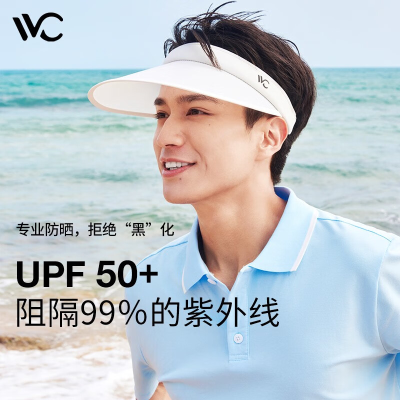 VVC 遮陽帽夏季男女同款拼色防紫外線透氣空頂帽款防曬帽 簡約白