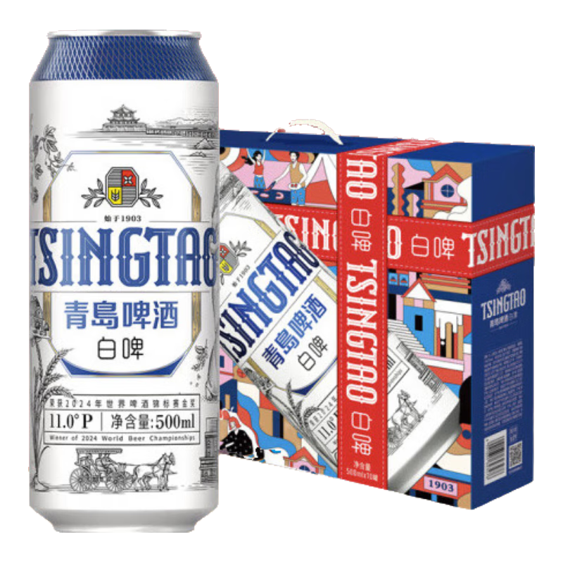 plus會員：青島啤酒 11°P 全麥白啤 500mL 10罐 、需湊單