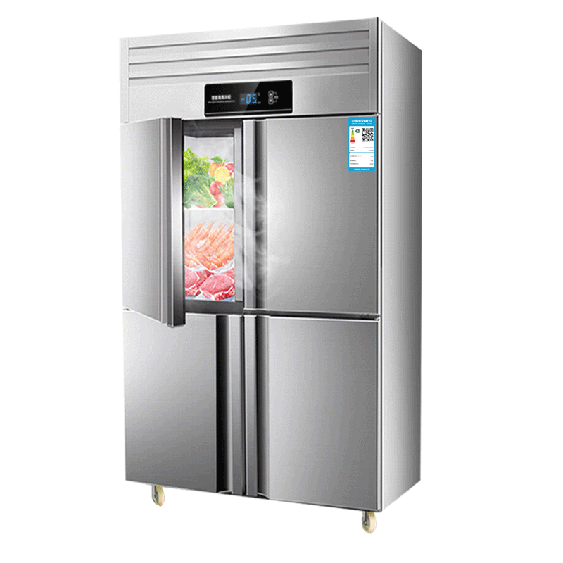 PLUS會員：雪花四門冰箱商用冷藏冷凍雙溫六門冰柜大容量冰箱餐飲廚房飯店立式不銹鋼保鮮柜四開門冰箱冷藏展示柜 【上冷藏下冷凍】大四門純銅管丨節(jié)能低耗 2025全新升級丨大容量丨高效制冷
