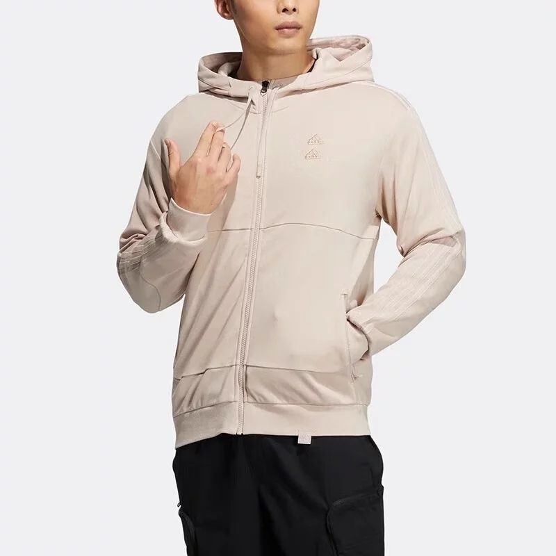 adidas 【經典百搭】男子簡約休閑連帽夾克戶外跑步運動外套春季