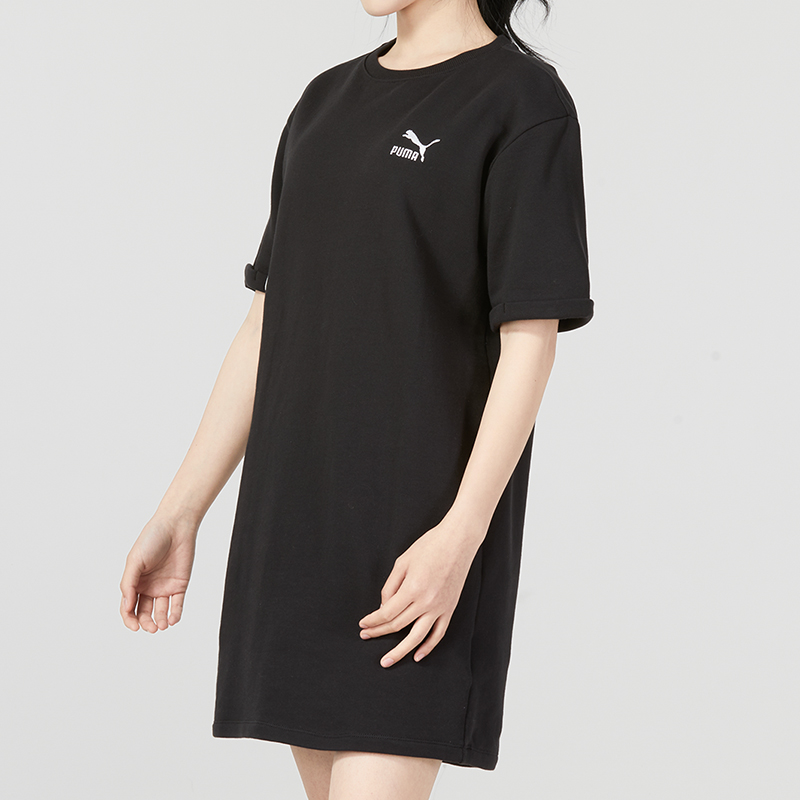 88VIP會員：PUMA 彪馬 圓領短袖連衣裙女裙時尚透氣運動休閑長款T恤623257-01
