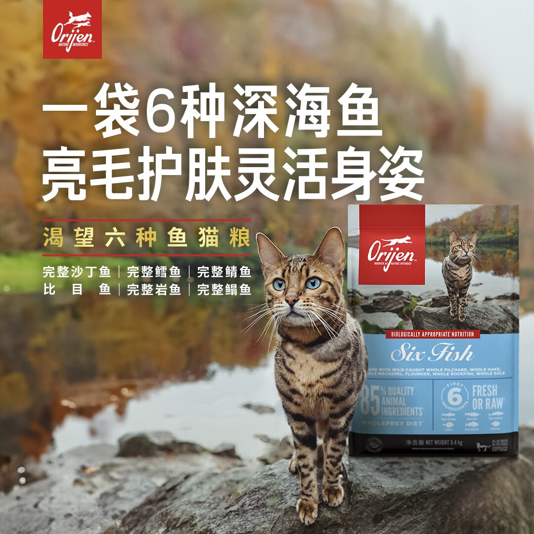 Orijen 渴望 六種魚系列 無谷全價(jià)貓糧 5.4kg