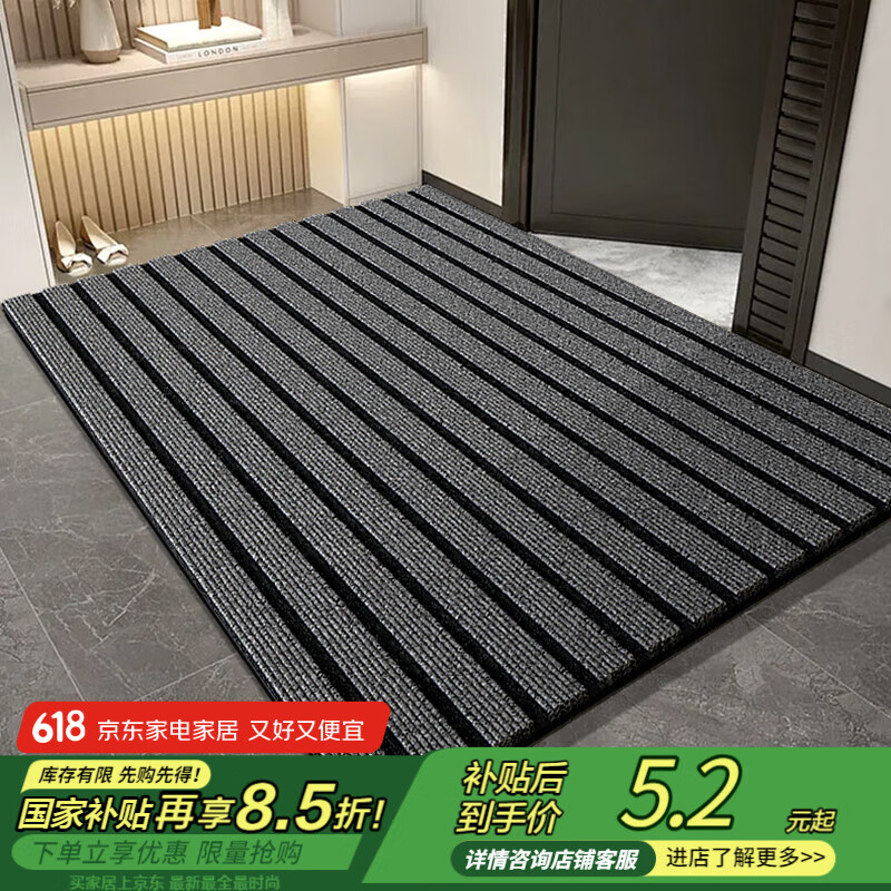 迪茵 入戶門地墊 40*60cm 七條紋灰色