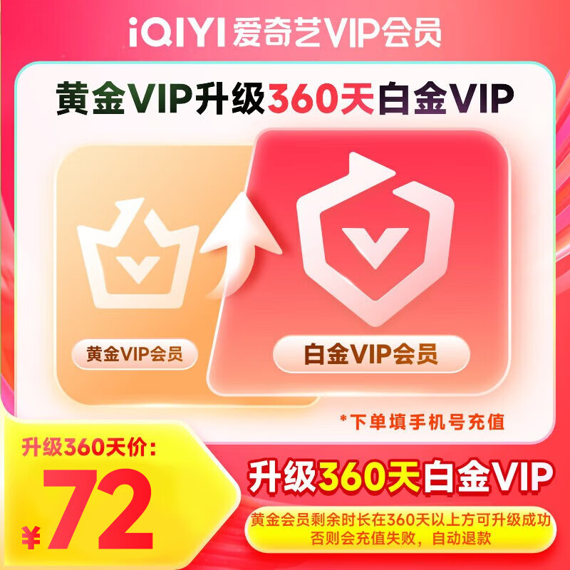 iQIYI 愛奇藝 黃金會員年卡 升級 白金會員年卡