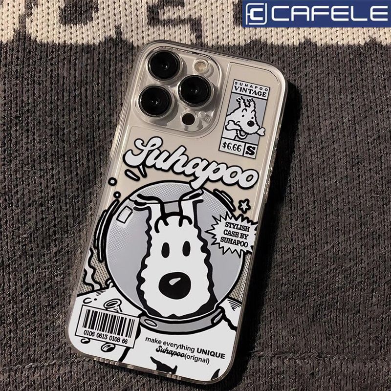 CAFELE 卡斐樂 太空狗狗適用蘋果15手機殼iPhone14ProMax透明13Mini/12/11/XS