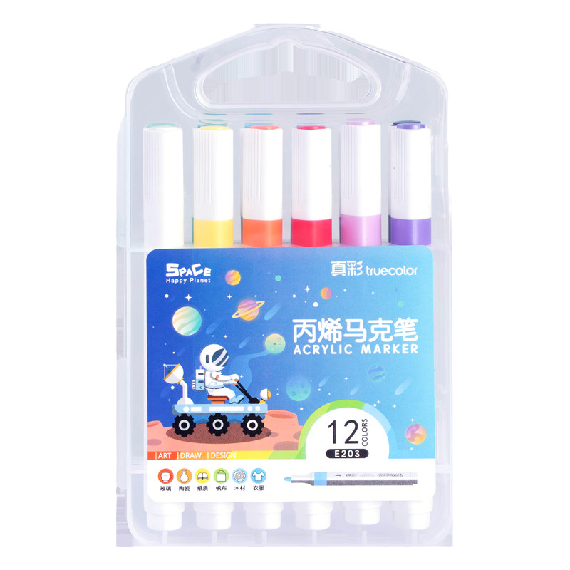 truecolor 真彩 E203 三角桿丙烯馬克筆 12色