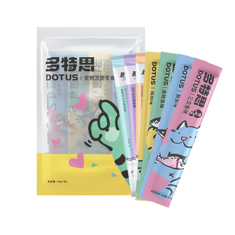 多特思(DOTUS) 貓零食貓條隨機(jī)口味15g*8支成貓幼貓咪零食濕糧